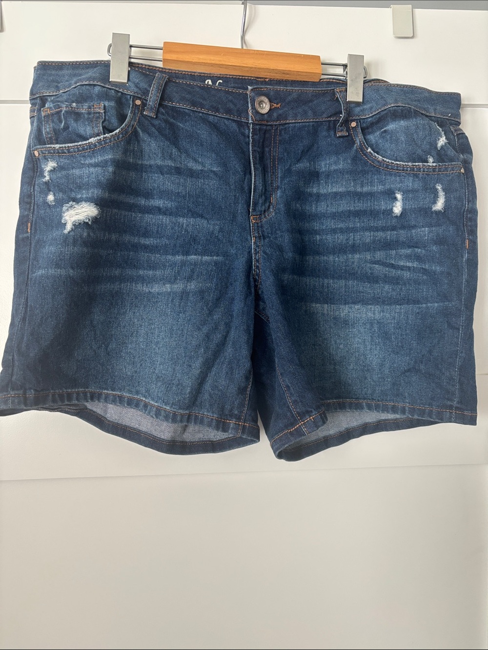Natural Reflections Dark Blue Distressed Jean Shorts